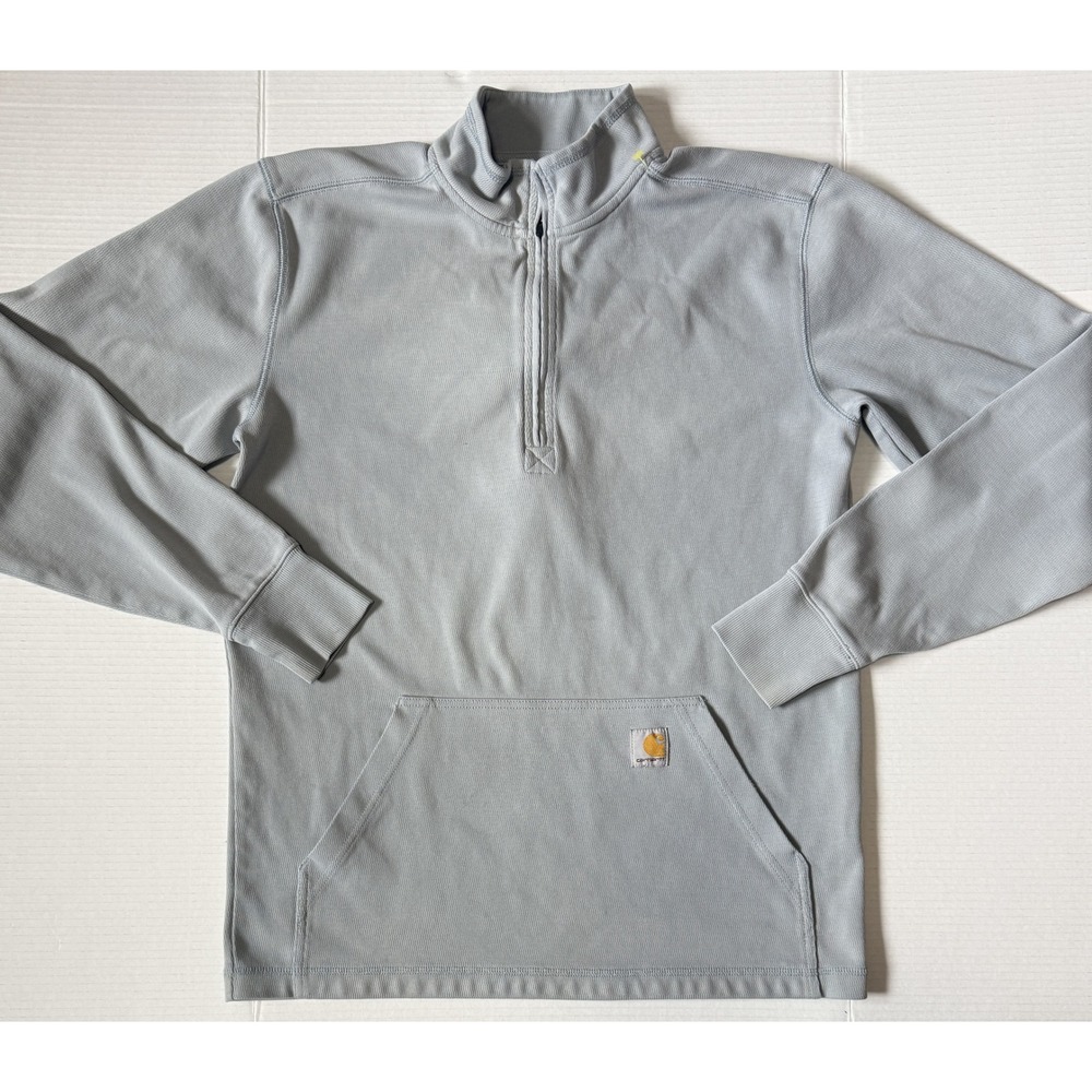 Carhartt - Men's 1/4 Zip Pullover -Gray Relaxed Fit Pocket 104428 - Medium